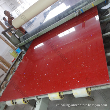 Red engineered quartz stone